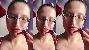 mmm chewing this huge fetish food while glasses fog up from tall fucking 😋🍆