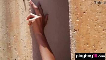 WOW! Petite Latina teen poses nude in scorching sun!