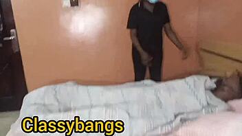 Skinny ebony wife bends over for birthday doggystyle pussy pounding