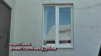 Mature Milf Neighbor Strips Naked Washing Windows Taxi Peeps Pussy