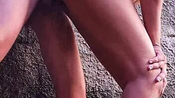 risky backyard nude bath spied by neighbor leading to instant anal creampie fuck