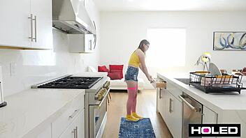 Babysitter slams butthole down to save her sexy job