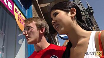 Hunt4k! Hot cutie earns vacation cash with hidden cam fingering blowjob!