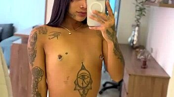 crossdressing trans teases throbbing cock before rough anal pounding