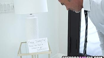 Blindfolded Brunette Redhead Handcuffed Threesome Blowjob Frenzy