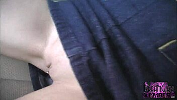 blonde dream girl flashes shaved pussy in public spots