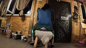 she deepthroats hard then plays cum on shiny cameltoe