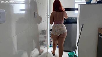 hot maid's juicy ass makes my cock throb every squat 🍑🔥