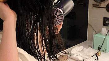 cute japanese college girl's ponytail legs and small tits tease