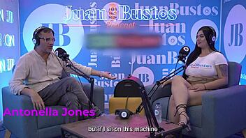 wow antonella jones' natural big tits bounce on bbc podcast fuck