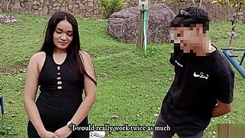 outdoor couple bends over for hardcore creampie after intense blowjob and doggystyle