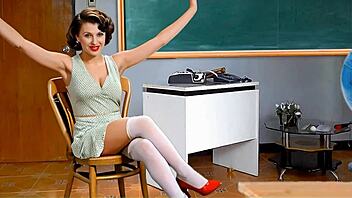 torcelini student strips lingerie in geography class teasing shaved pussy lips