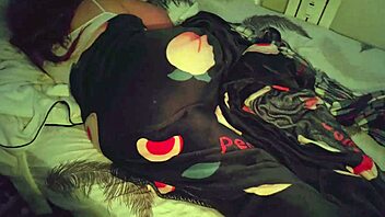 depraved man sneaks into bedroom jerks off watching her sleep then creampies morning pussy