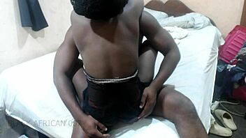 ebony couple rips clothes for rough dorm sex foreplay and monster cock pounding