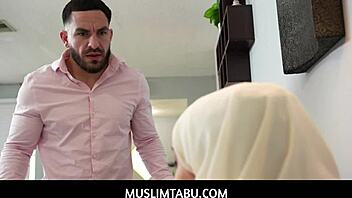 arab muslim babe endures deepthroat blowjob and rough european fuck session