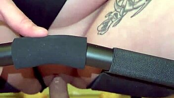 girlfriend rides cock hard using her special sex chair in bedroom pov