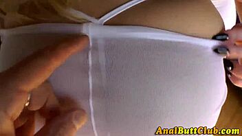 Chubby milf stuffs dildo in pussy while taking cock in ass