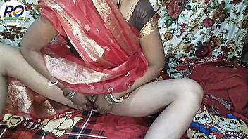 bhabhi's red saree ripped for boob squeeze and rough ass fuck