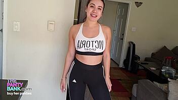 young thick LATINA with braces STRIPS and rubs PUSSY to ORGASM panty bank