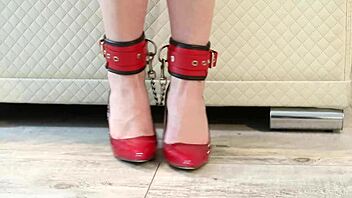 Bondage legs in classic heels for dipping feet play
