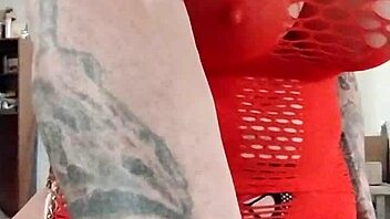 trans fishnets slut flashes ripped clothes in public car wash tease?