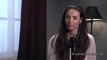 Tied Brunette Slave Flogged Hard Then Anal Banged Rough!