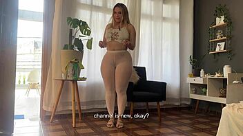 cleaning window in see-through pants revealing sexy ass