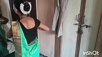 curvy village bhabhi shivani teases in green saree stripping panties homemade