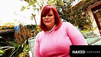 Redhead BBW MILF Ravages Young Trainer Outside Miami Home!