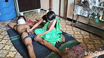 curvy village bhabhi shivani teases in green saree stripping panties homemade