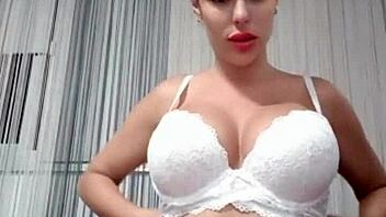 Brunette Big Tits Babe Orgasms Loudly on Huge Dildo!