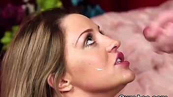 kinky pov doll slurps bukkake cum swapping jizz loads after blowbang facial