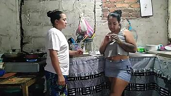 horny chubby neighbor woke up perra begging hard kitchen fuck 😈👅 creampie finish