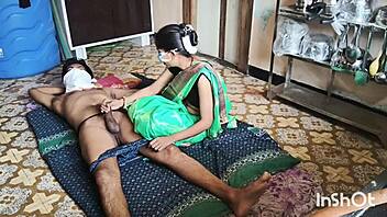 curvy village bhabhi shivani teases in green saree stripping panties homemade