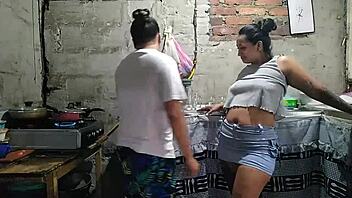 horny chubby neighbor woke up perra begging hard kitchen fuck 😈👅 creampie finish