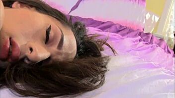 Shemale doll chats casually on webcam