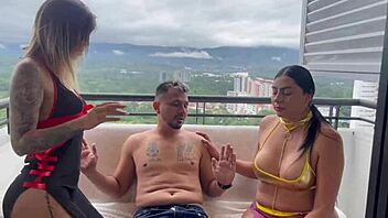 dirty bisexual threesome pounds two perfect-tit colombian sluts melani rincon