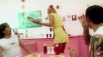 TWO BLONDE WAITRESSES COSPLAY CREAMED AND CUMMED!