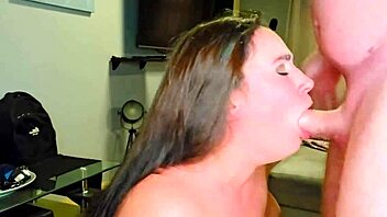 Two chubby amateurs choke on rough monster cocks together