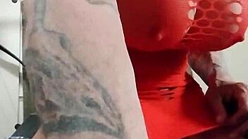 trans fishnets slut flashes ripped clothes in public car wash tease?