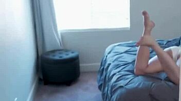 Sexy stepsis caught stripping on sofa gets pussy licked and monster cock banged by bro