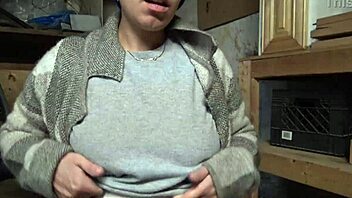 french brunette amateur sucks cock then swallows cum in basement