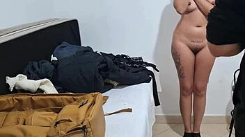 Airport security rips skirt searches wet pussy licks tits before creampie