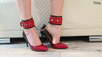 Bondage legs in classic heels for dipping feet play