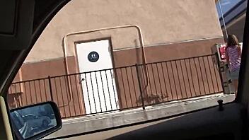 hey, check her upskirt while she rubs pussy till stranger unloads facial