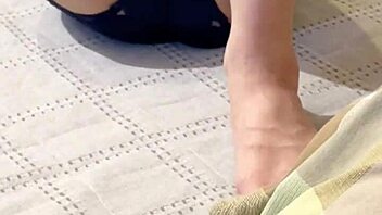 Picture between wife's legs reveals soaking wet pussy before fucking