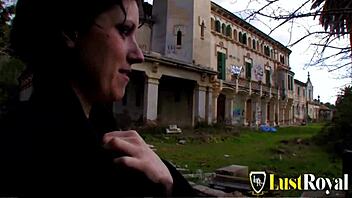 Dirty Brunette Teen Clarysse Bent Over Doggystyle Fucked Hard Outdoor Castle