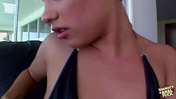 Bratty redhead anal fingered cowgirl rides doggystyle facial on sofa