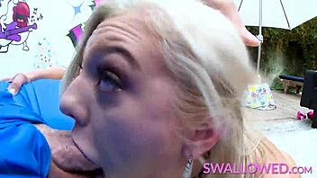 tiffany watson gags on cock testing deepthroat before swallowing cum rough