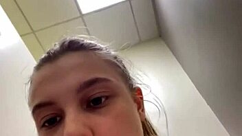 Gym's hidden corner explodes with teen's public pussy pounding orgasm